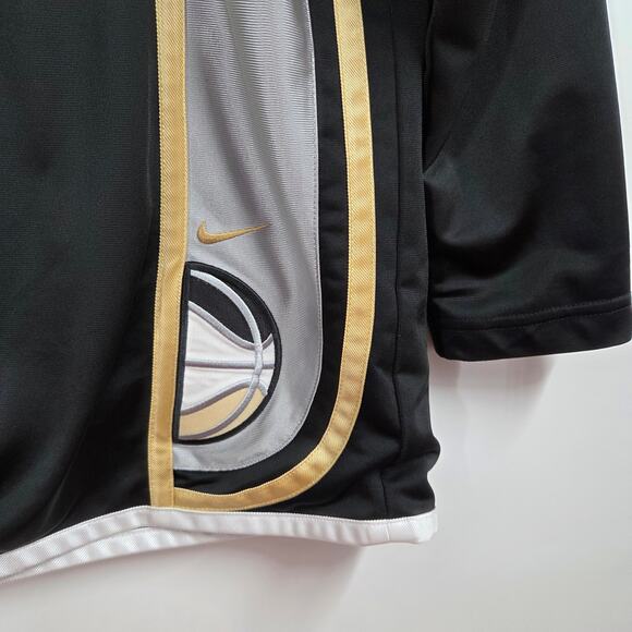 VTG Nike Hoops Big Spell out Embroidered Bball Warm Up Jersey Size L Gold Black - Picture 4 of 6